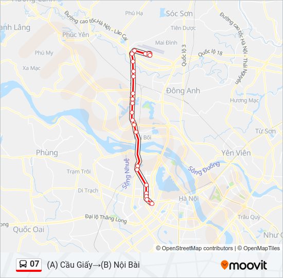 Bản đồ Tuyến 07 xe buýt