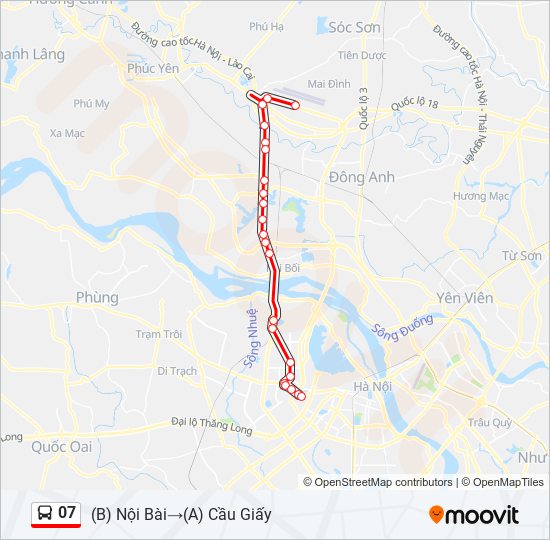 Bản đồ Tuyến 07 xe buýt