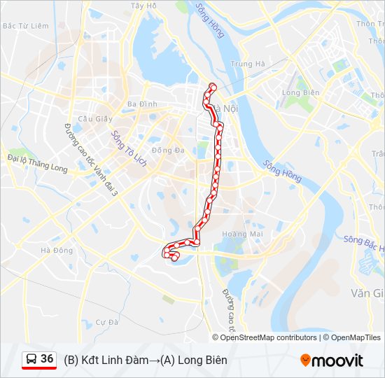 Bản đồ Tuyến 36 xe buýt