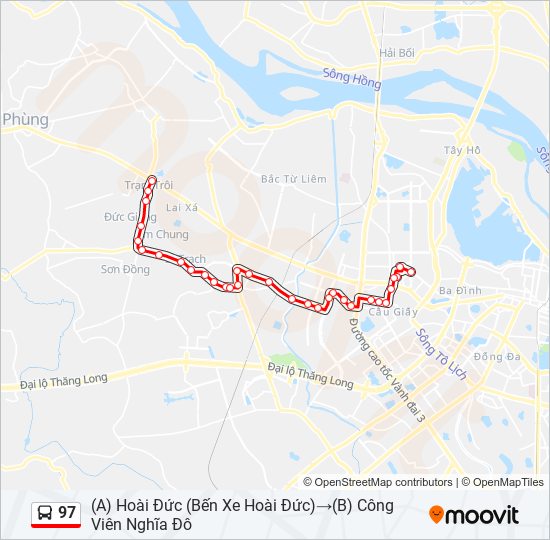 Bản đồ Tuyến 97 xe buýt