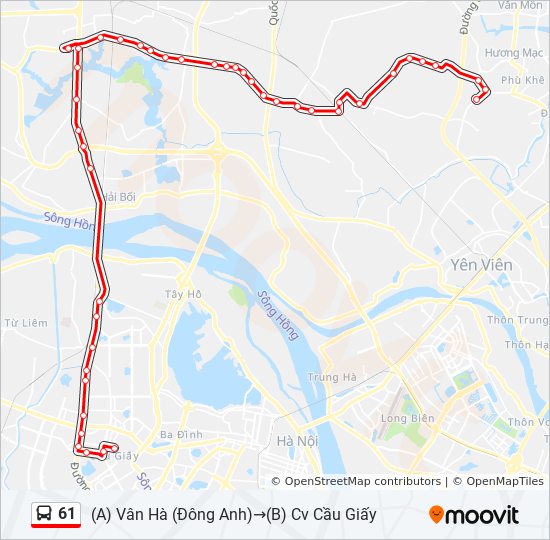 Bản đồ Tuyến 61 xe buýt