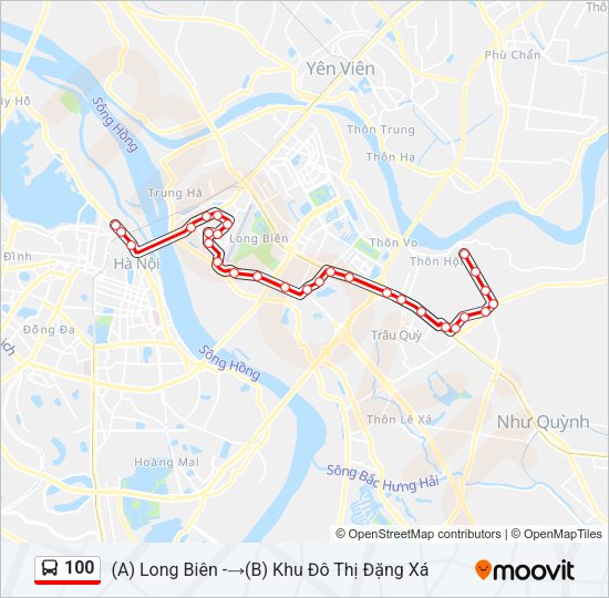 Bản đồ Tuyến 100 xe buýt