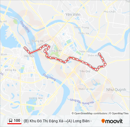 Bản đồ Tuyến 100 xe buýt