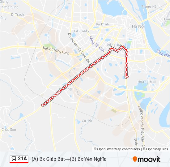 Bản đồ Tuyến 21A xe buýt