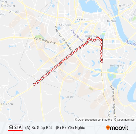 Bản đồ Tuyến xe buýt 21A