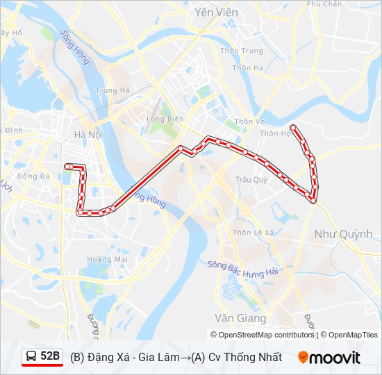 Bản đồ Tuyến 52B xe buýt