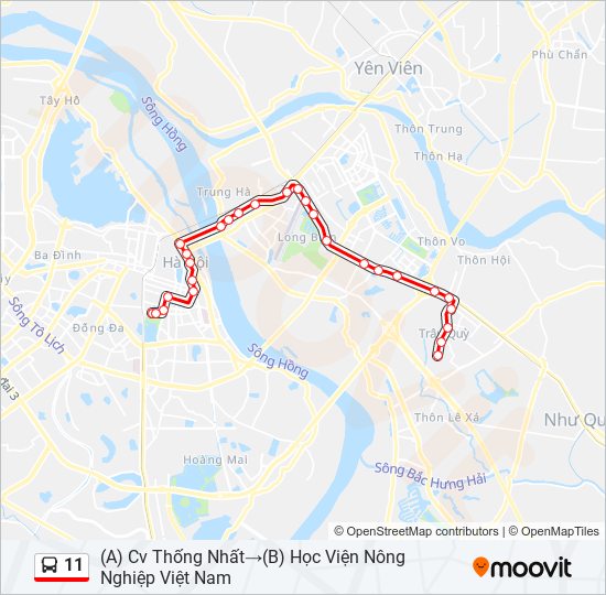 Bản đồ Tuyến 11 xe buýt