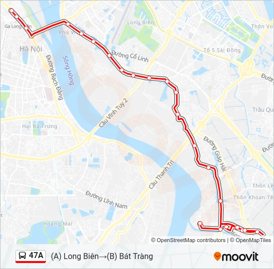 Bản đồ Tuyến 47A xe buýt