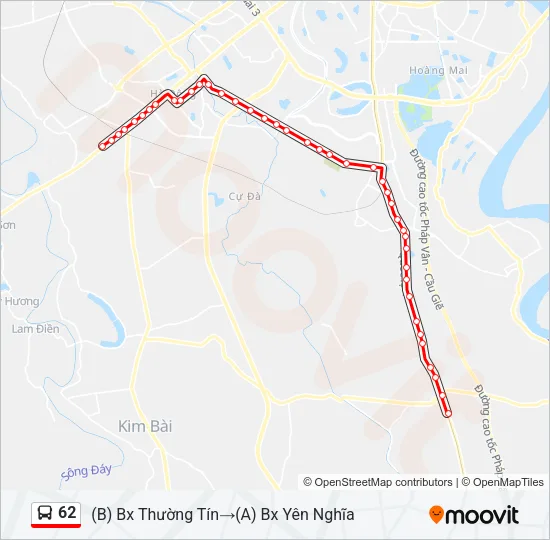 Bản đồ Tuyến 62 xe buýt
