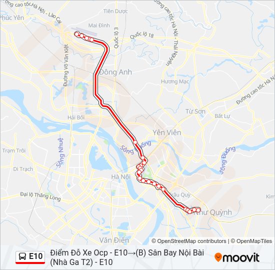 Bản đồ Tuyến E10 xe buýt