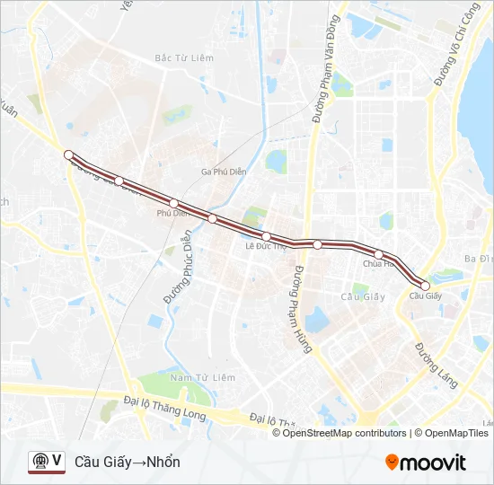 V Metro Line Map