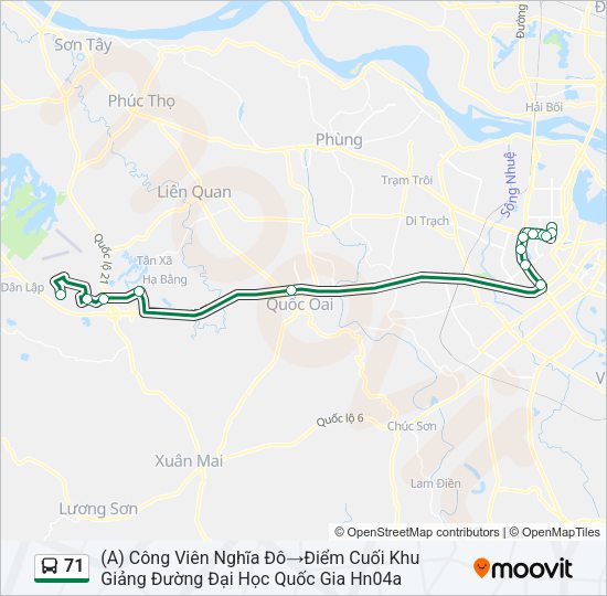 Bản đồ Tuyến 71 xe buýt