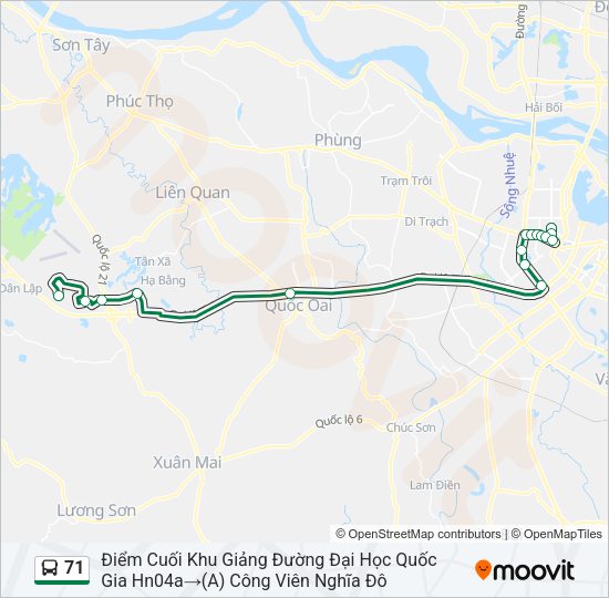Bản đồ Tuyến 71 xe buýt