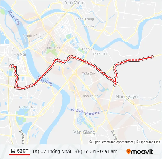 Bản đồ Tuyến 52CT xe buýt