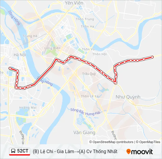 Bản đồ Tuyến 52CT xe buýt