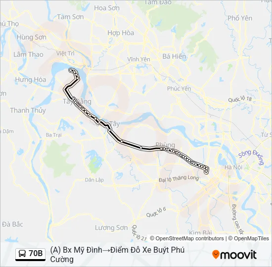 Bản đồ Tuyến 70B xe buýt