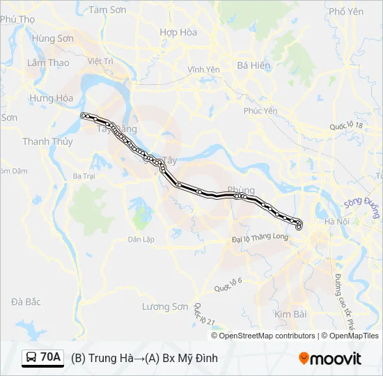 70A Bus Line Map
