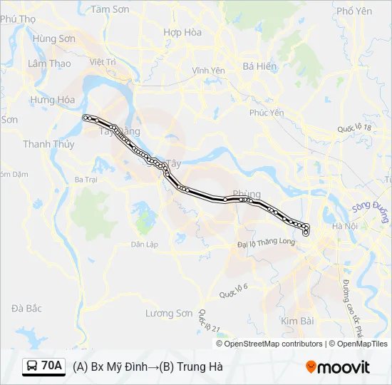 70A Bus Line Map