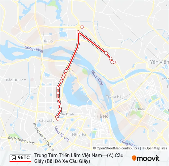 Bản đồ Tuyến 96TC xe buýt