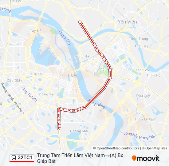 Bản đồ Tuyến 32TC1 xe buýt