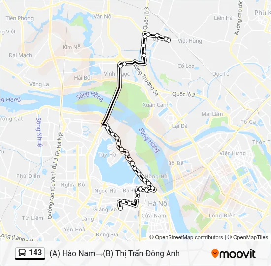 143 Route: Schedules, Stops & Maps - (A) Hào Nam‎→(B) Thị Trấn Đông Anh ...