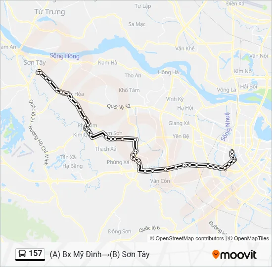157 Route: Schedules, Stops & Maps - (A) Bx Mỹ Đình‎→(B) Sơn Tây (Updated)
