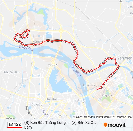 Bản đồ Tuyến 122 xe buýt
