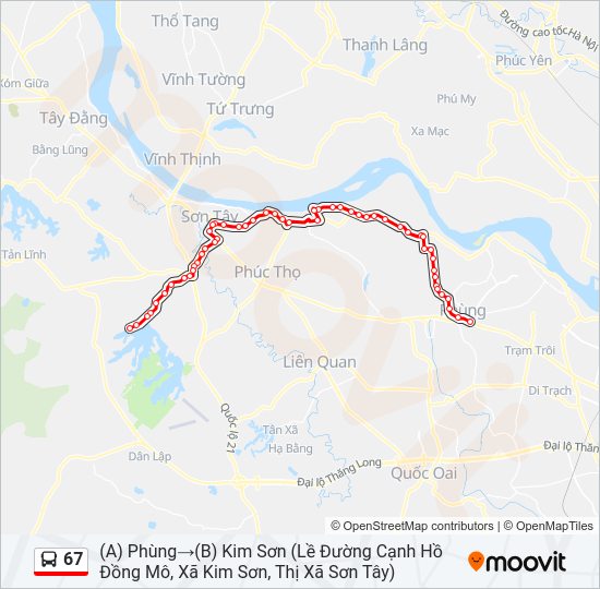 Bản đồ Tuyến 67 xe buýt