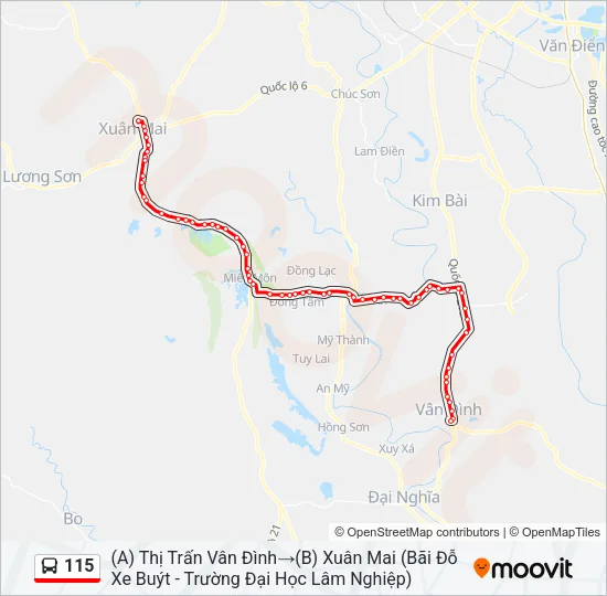 Bản đồ Tuyến 115 xe buýt