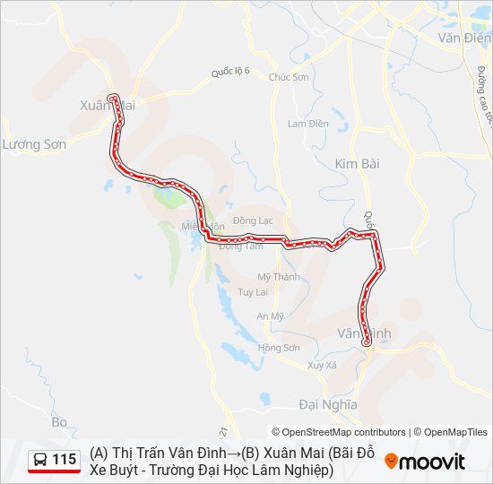 Bản đồ Tuyến 115 xe buýt