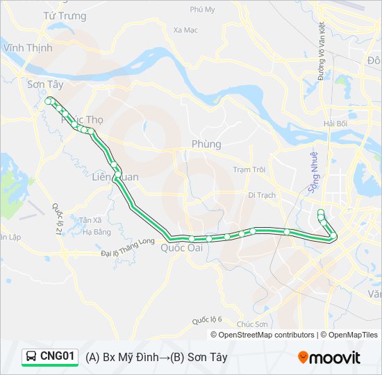 Tuyến cng01: Lịch trình, Điểm dừng & Bản đồ - (A) Bx Mỹ Đình ...