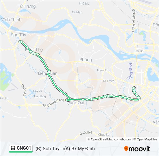 Bản đồ Tuyến CNG01 xe buýt