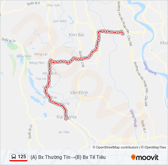 Bản đồ Tuyến 125 xe buýt