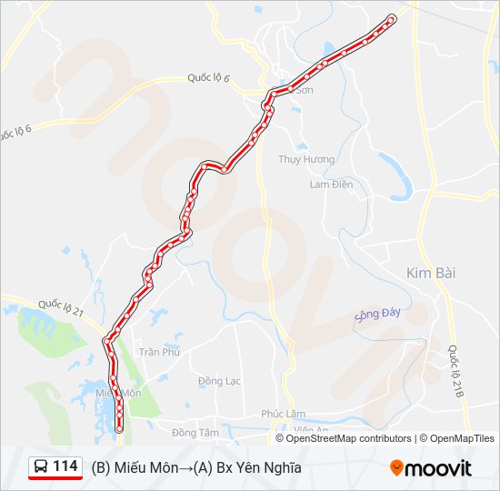 Bản đồ Tuyến 114 xe buýt