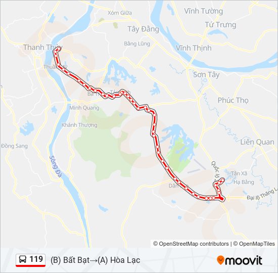 Bản đồ Tuyến 119 xe buýt