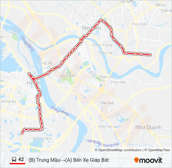 Bản đồ Tuyến 42 xe buýt