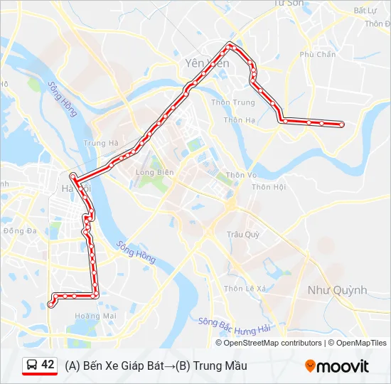 Bản đồ Tuyến 42 xe buýt