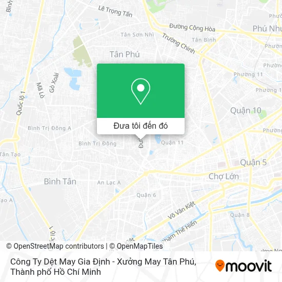 Bản đồ Công Ty Dệt May Gia Định - Xưởng May Tân Phú