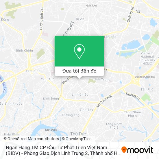 Bản đồ Ngân Hàng TM CP Đầu Tư Phát Triển Việt Nam (BIDV) - Phòng Giao Dịch Linh Trung 2