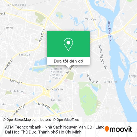 Bản đồ ATM Techcombank - Nhà Sách Nguyễn Văn Cừ - Làng Đại Học Thủ Đức