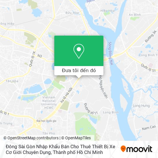 Bản đồ Đông Sài Gòn Nhập Khẩu Bán Cho Thuê Thiết Bị Xe Cơ Giới Chuyên Dụng