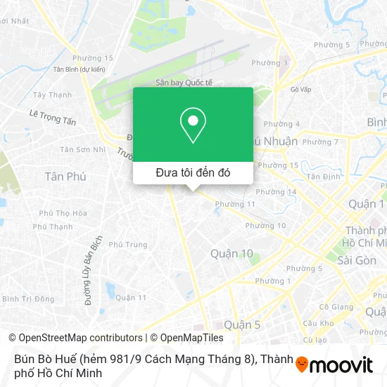 Bản đồ Bún Bò Huế (hẻm 981 / 9 Cách Mạng Tháng 8)