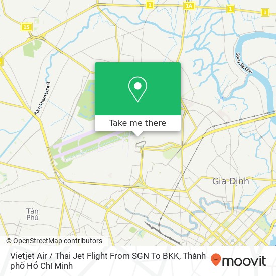 Bản đồ Vietjet Air / Thai Jet Flight From SGN To BKK