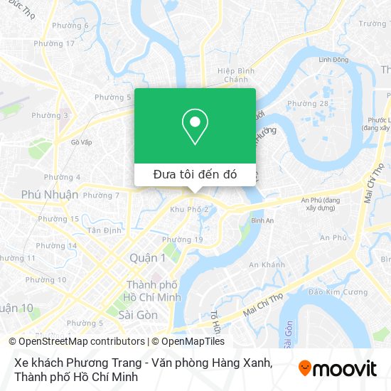 Bản đồ Xe khách Phương Trang - Văn phòng Hàng Xanh