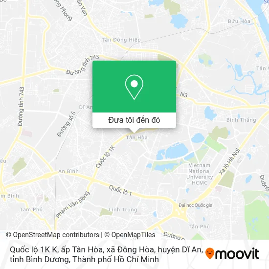 Bản đồ Quốc lộ 1K K, ấp Tân Hòa, xã Đông Hòa, huyện Dĩ An, tỉnh Bình Dương