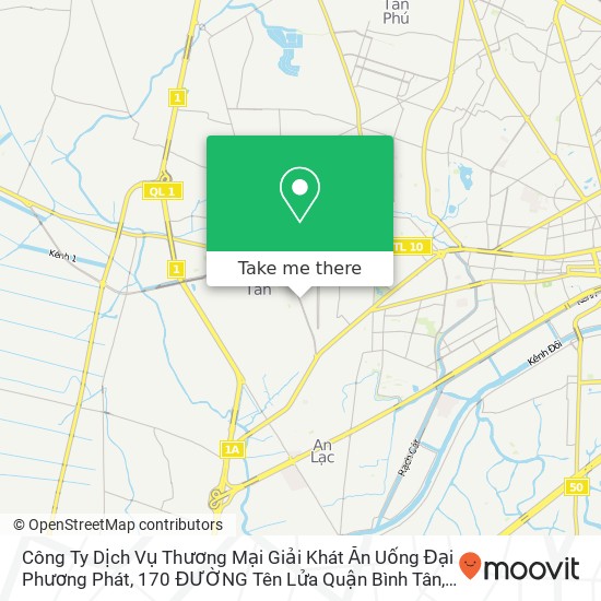 Bản đồ Công Ty Dịch Vụ Thương Mại Giải Khát Ăn Uống Đại Phương Phát, 170 ĐƯỜNG Tên Lửa Quận Bình Tân, Thành Phố Hồ Chí Minh