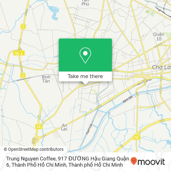 Bản đồ Trung Nguyen Coffee, 917 ĐƯỜNG Hậu Giang Quận 6, Thành Phố Hồ Chí Minh