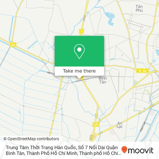 Bản đồ Trung Tâm Thời Trang Hàn Quốc, Số 7 Nối Dài Quận Bình Tân, Thành Phố Hồ Chí Minh