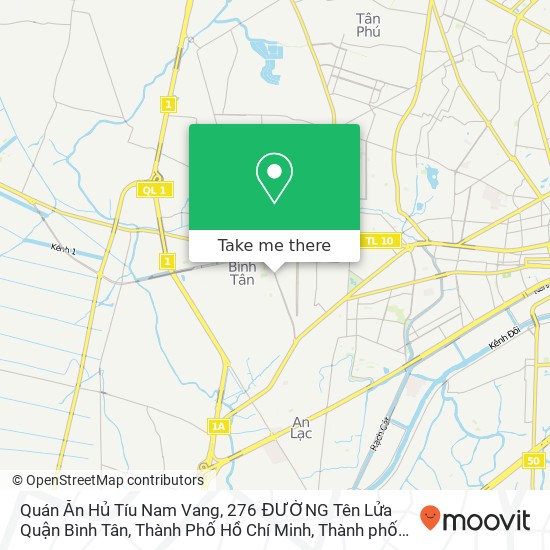 Bản đồ Quán Ăn Hủ Tíu Nam Vang, 276 ĐƯỜNG Tên Lửa Quận Bình Tân, Thành Phố Hồ Chí Minh