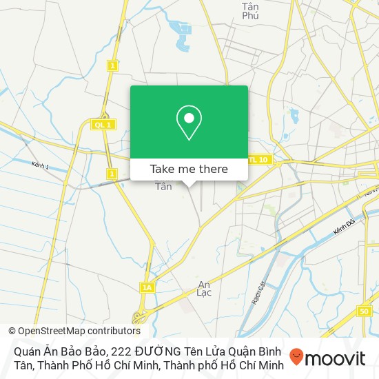 Bản đồ Quán Ăn Bảo Bảo, 222 ĐƯỜNG Tên Lửa Quận Bình Tân, Thành Phố Hồ Chí Minh